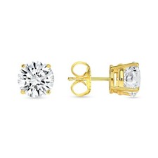 14K Gold Round Diamond Birthday Wedding Stud Post Best Friend Gift New Earrings