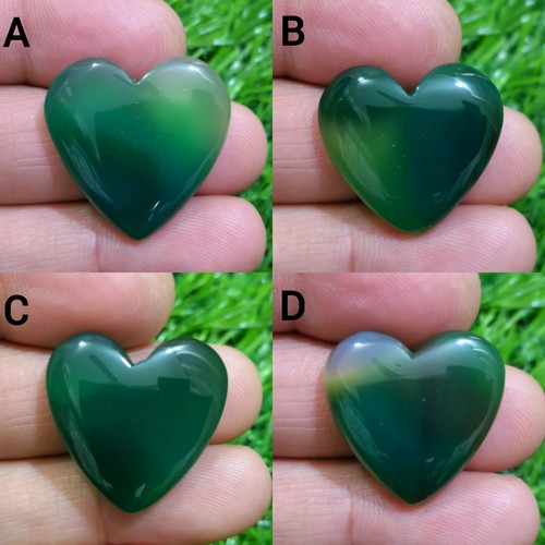 Beautiful Rare Jewelry For Making Green Onyx Heart Shape Cabochon Loose Gemstone - Picture 11 of 13