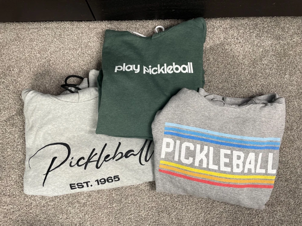 Pickleball Sweatshirts Womens Large Lot of 3 Hoodies Comfort Casual Sports Novel