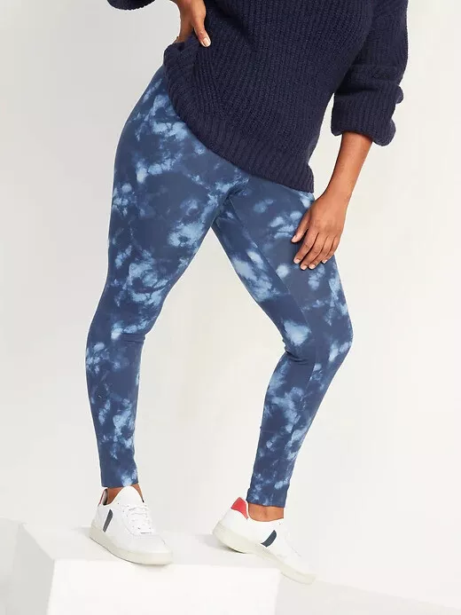 NWT Old Navy High-Rise Printed Jersey Leggings Pants Blue Tie-Dye