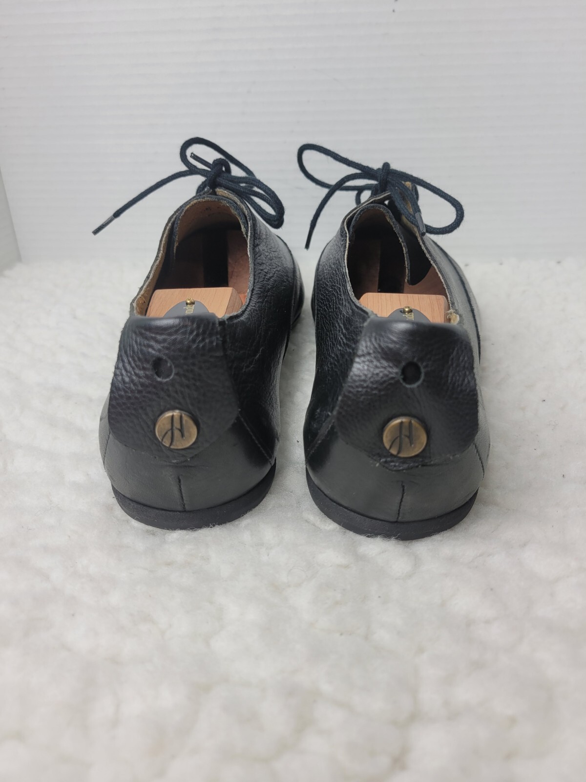 SAOLA Scarpe uomo H By Hudson Oxford taglia 10 nere pelle stringate eleganti punta mandorla