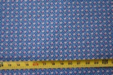 By 1/2 Yd, Vintage, Pink Off-White Calico on Blue Quilt Cotton, B1237
