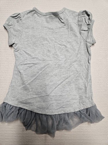Beautees Gray Tiger Ruffled Short Sleeve Top with Sparkles and Sheer size 6 - Picture 4 of 4