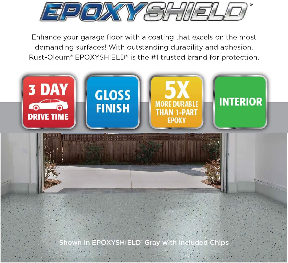 希望　確認用 NEW - Rust-Oleum Epoxy Shield Garage Floor Coating - Gloss Gray, 1