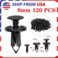 120Pcs 8mm Bumper Clips Retainer Auto Car Rivets Fastener Plastic Fender Push