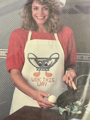 Golden Bee Kitchen Stitchin' Wok This Way Apron Canvas Cross