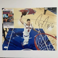 Kristaps Porzingis Signed 11x14 Photo Autograph JSA COA New York Knicks
