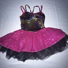 Girl Jazz Dance Costume Size Child s Small - Leotard - Tutu - Pink Purple Gold