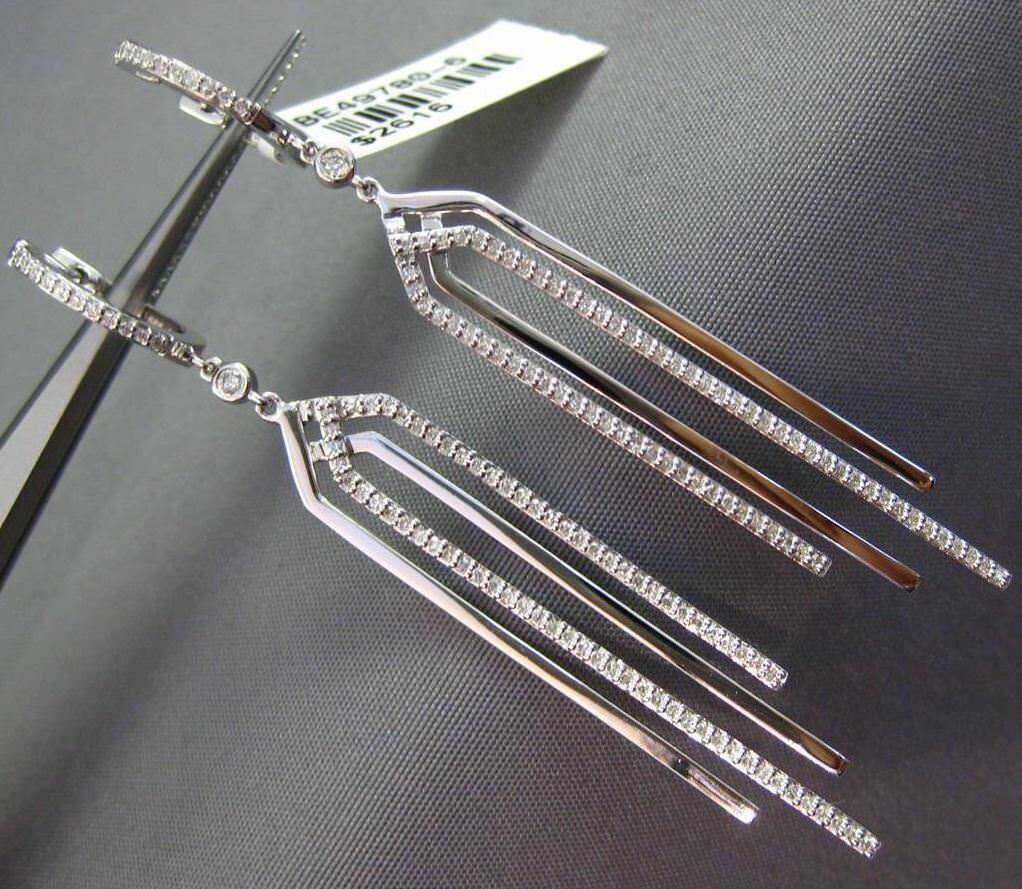 FILA ORECCHINI HUGGIE ALLUNGATI IN ORO BIANCO 14KT CON DIAMANTI 0 55CT ESTATE