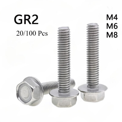 Titanium Hexagon Flange Bolts Hex Flange Head Screws M4 M6 M8