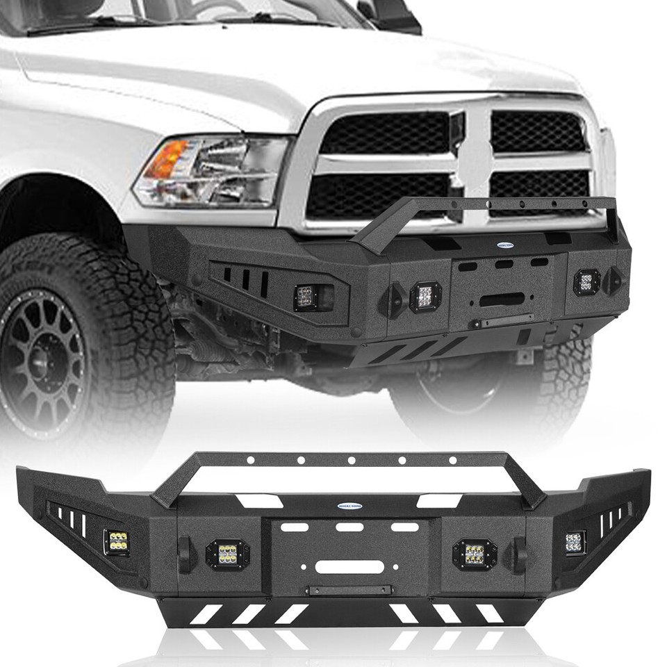 Hooke Road Bull Front Rear Bumper w/Winch Plate Fit Dodge Ram 2500 3500
