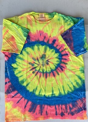 Vintage 90's Neon Tie Dye T-Shirt Size XL Men's Adults Color