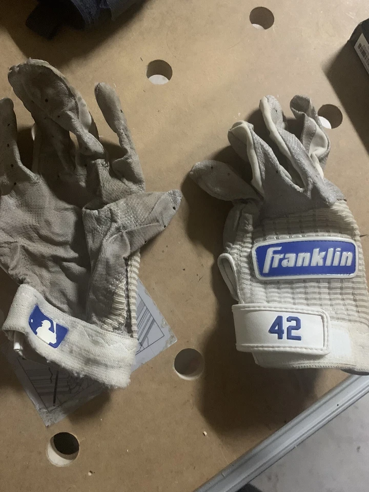 Luvas de rebatida Franklin MLB jogador emitidas exclusivamente Jackie Robinson Day - Imagem 3 de 3