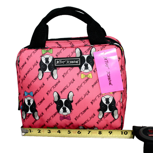 Bolso de Almuerzo BETSEY JOHNSON Estampado Bulldog Francés Aislado Coral Rosa TBJ-0081 - Imagen 4 de 8