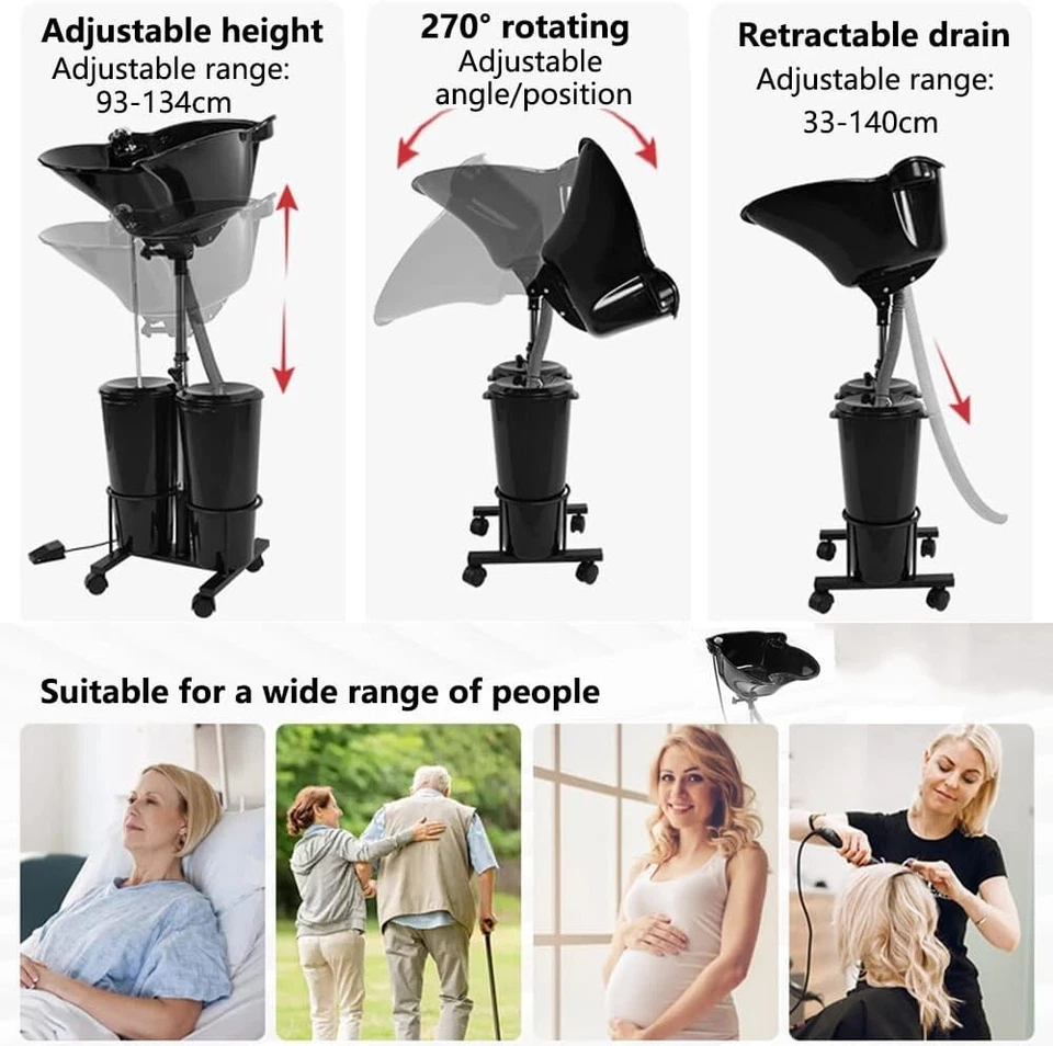 Hairdressing Shampoo Bowl Portable Salon Mobile Hair Washing Backwash Basin Sink - image 4 of 4