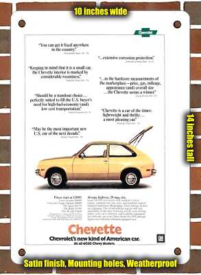 Metal Sign - 1976 Chevy Chevette New Kind of American Car - 10x14 Inches