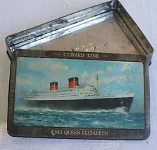 Vtg Orig Edward Sharp & Sons England Tin Container RMS Queen Elizabeth Maidstone