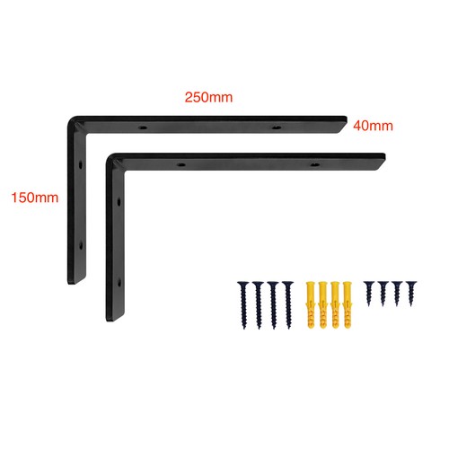 Soportes de estantería negros de alta resistencia - Soportes angulares en forma de L para estanterías de pared - Imagen 11 de 12