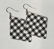 Small Buffalo Plaid Faux Leather Square Earrings