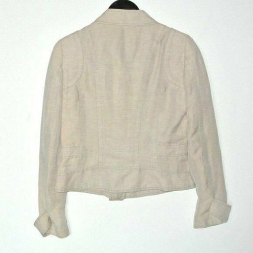 Zara Linen Ivory Motorcycle Jacket M - Picture 5 of 5