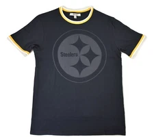 Mens Junk Food NFL Pittsburgh Steelers Throwback Ringer Tee Shirt New XS-2XL