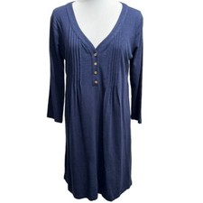 Lilly Pulitzer Essie Shift Dress 3/4 Sleeve Button Down Navy Blue Sz M