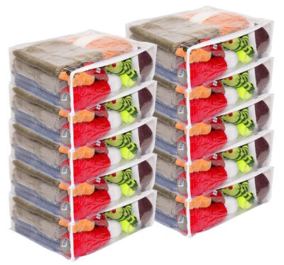 VINYLPAC Set of 10 Clear Vinyl Zippered Storage Bags 22 x 18 x 7.5 Inch