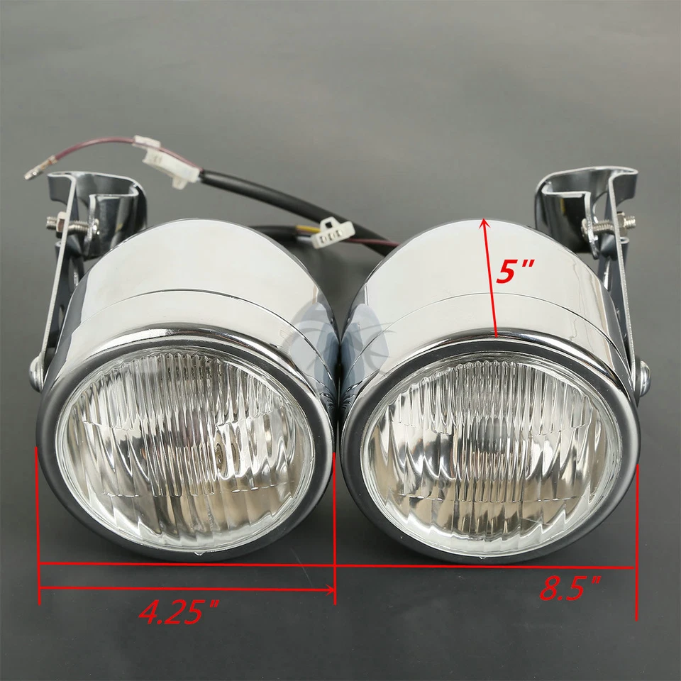 Soporte de faro delantero doble cromado apto para moto deportiva Street Fighter Foto 2 de 4