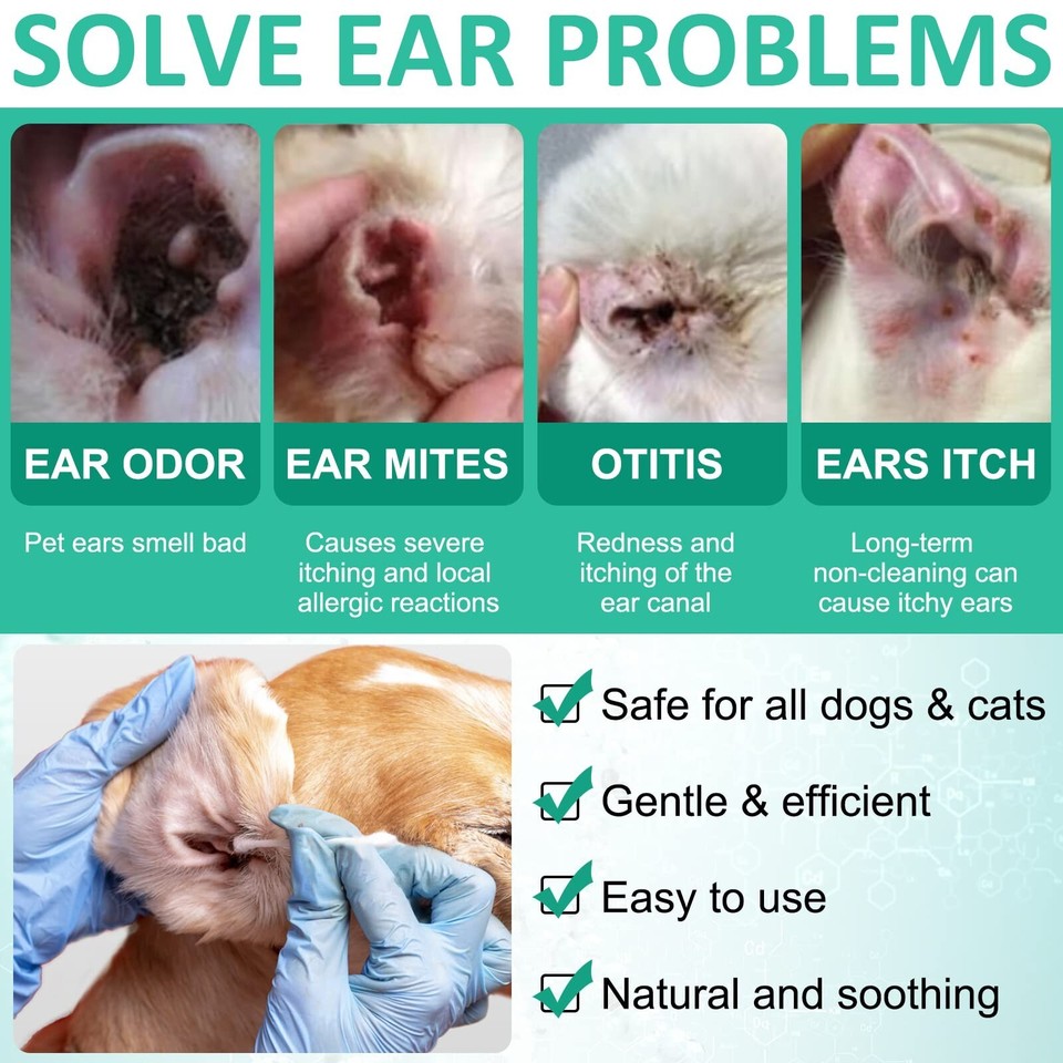 2x Dog Ear Cleaner Dog Ear Drops for Infection Antibiotics Cat Ear