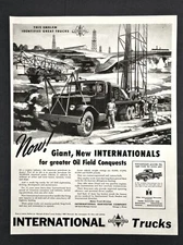 Vintage International Truck ad original 1947 auto oil field print advertisement