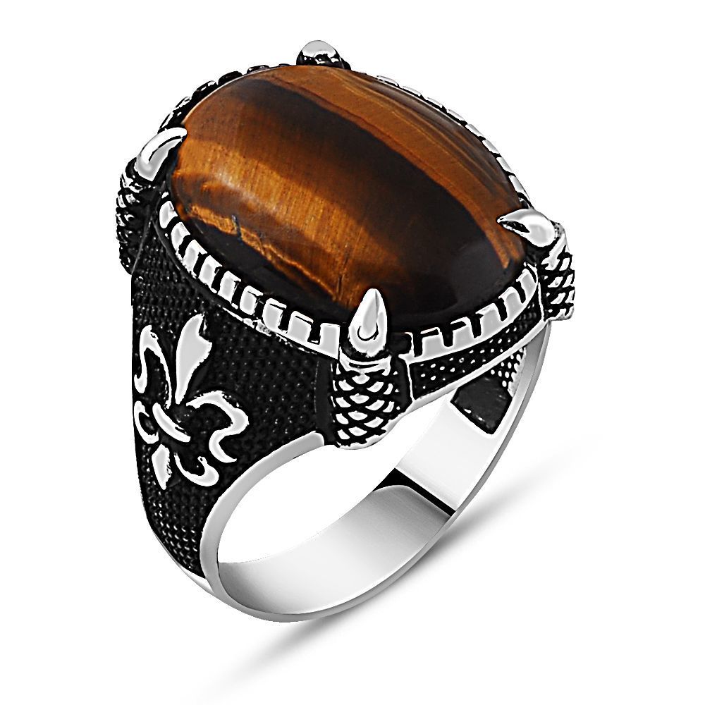 Bague Chevalière Homme Femme Argent massif 925 Pierre Oeil de