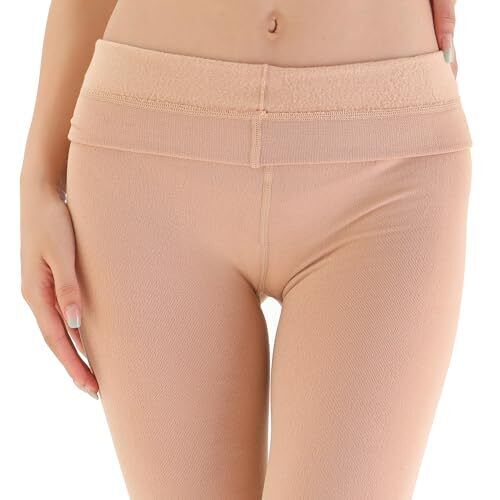 Women's Thick Warm Fleece Lined Thermal Tights Large Nude - Picture 2 of 7