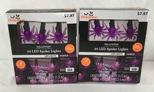 Spider LED Halloween Lights, Purple, 2 Pack, 20 Count Each, Way To Celebrate