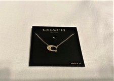 Coach Pave Signature Necklace Rosegold 