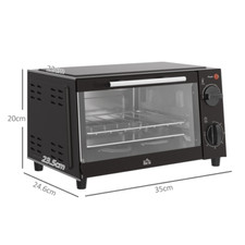 Mini Oven 9L Countertop Toaster Oven with Timer Control 750W Black Small Compact