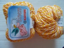 Kartopu Sinem twist fashion yarn, deep yellow/pale yellow, lot of 2 (132 yds ea)