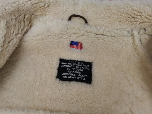 *AVIATION PILOTEN USA B6 SHEARLING LAMMFELL VINTAGE LEDERJACKE*GR: L*TIP TOP - Bild 7 von 8