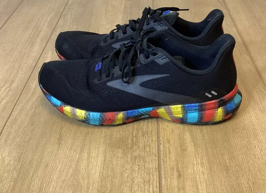 Men s BROOKS Launch 8 Black Rainbow Multicolor Running Shoes
