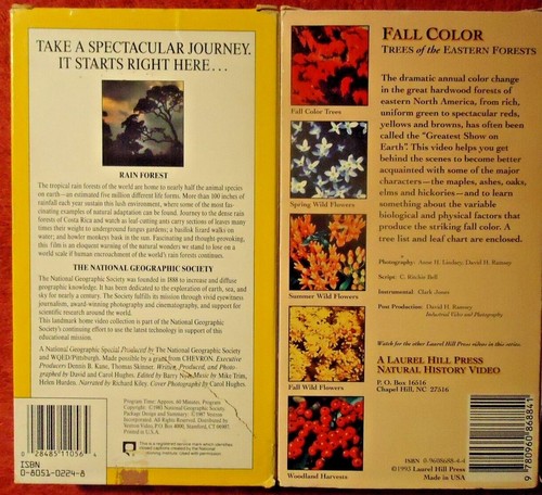 Lot of 2 VHS National Geographic Rain Forest Fall Color Trees of Eastern Forests - Picture 2 of 2