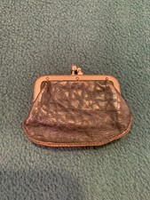 Vintage Leather Kiss Lock Coin Purse Change Purse Snap Closure Wallet