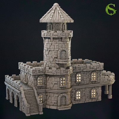 3D gedruckter Wachturm 28mm Fantasy Gelände Landschaft für D&D RPG Spiele