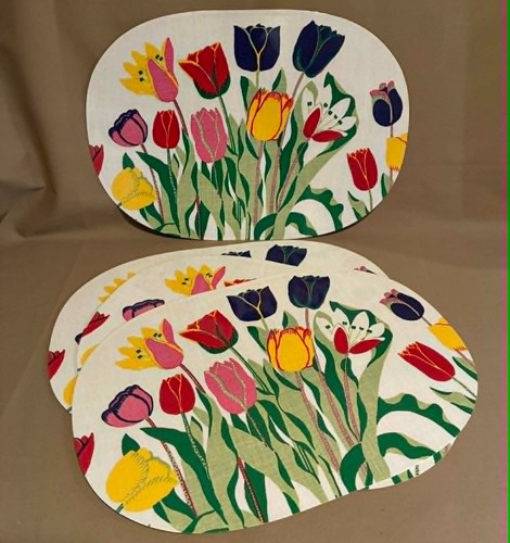 Vintage Tulip Placemats Tulpan Josef Frank 1970s Retro SVENSKT TENN Sweden