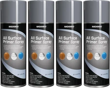 All Surface Primer Spray One-Part Epoxy Primer Matte Gray 4 Cans Enhance A...