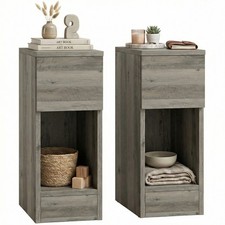 HOMCOM Bedside Tables Set of 2, Nightstands for Bedroom, Living Room, Grey