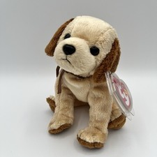 Ty Beanie Baby Badges Puppy Dog 6 Inch Plush Stuffed Animal Toy Tan Brown