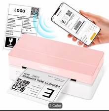 RONGTA RP425 Label Printer Pink/White 2-Color w/ Cables AC Adapter