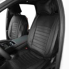 Leather Car Seat Covers For Cars SUV Pick-up Truck Universal Full Set Black