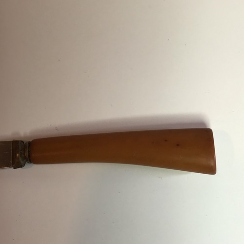 Vintage Lion Brand Serrated Steak Knife Camel Brown Bakelite Sheffield England - Imagen 5 de 10