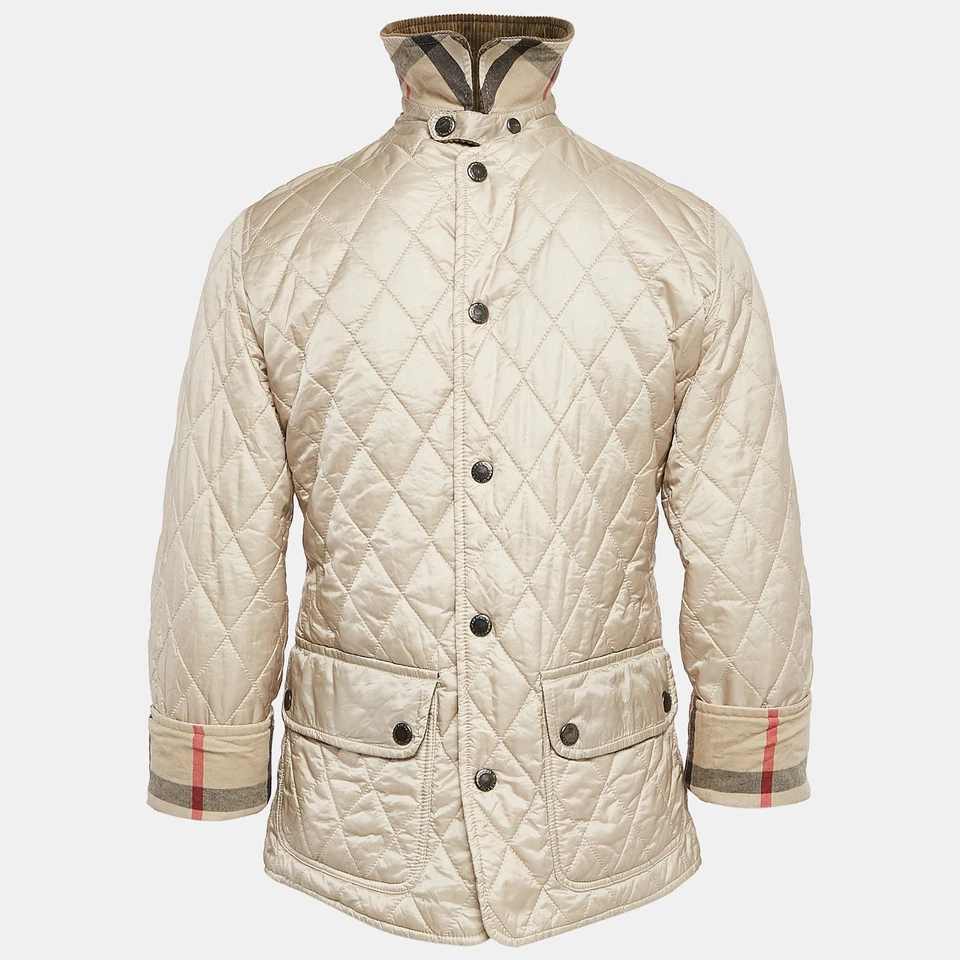 Chaqueta acolchada Burberry Kids beige de nailon con botones delanteros 12 años Foto 3 de 4
