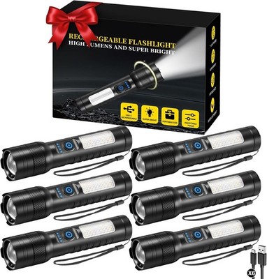 6Pack LED Rechargeable Flashlights High Lumens, 7 Modes and portable size